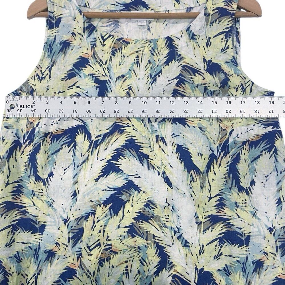 J.Jill Love Linen Tropical Palm Print Resort Wear Sleeveless Dress Women’s L - Picture 11 of 12